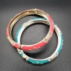 Two Beautiful Enamel, Rhinestone Bracelets.